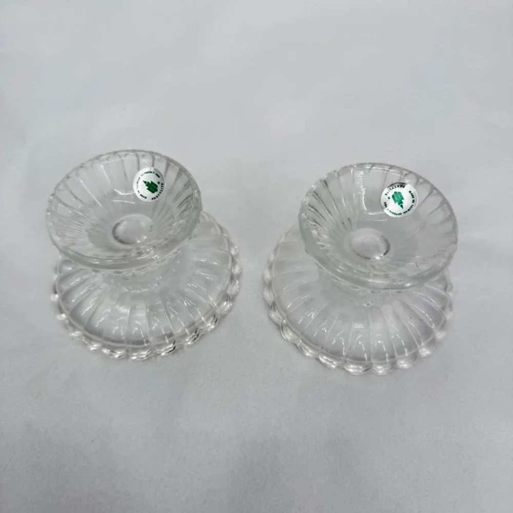 PartyLite Quilted Crystal Pair Votive Candle Holder Set w/ Box Vintage Decor